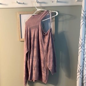Over the shoulder turtleneck sweater